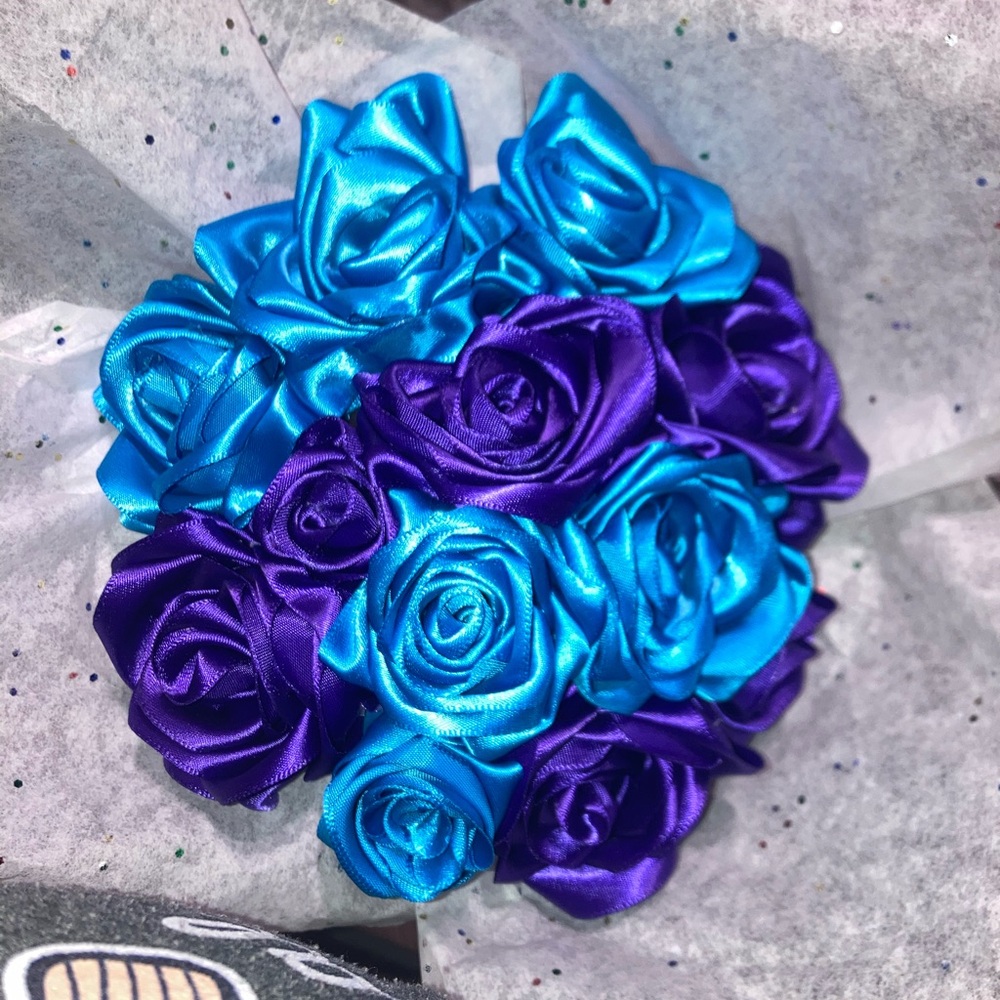 Any Color Ribbon Rose Bouquets (Handmade)